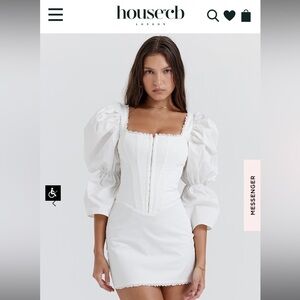 White Matilda puff sleeve corset dress